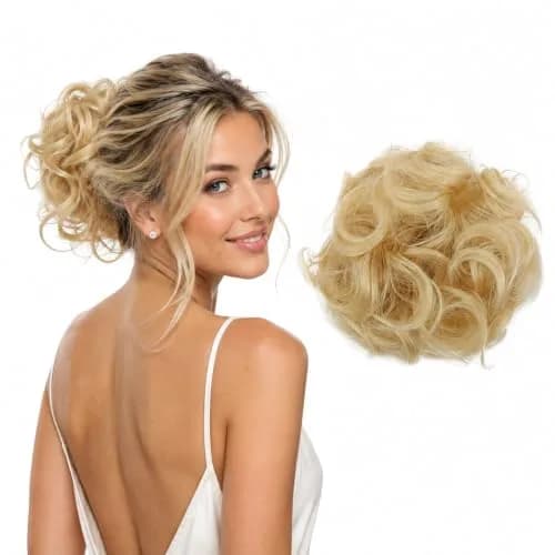 CAISHA Synthetic Donut Hair Piece Updo Platinum Blonde G11E | Heat-Resistant Synthetic Fiber thumbnail 1
