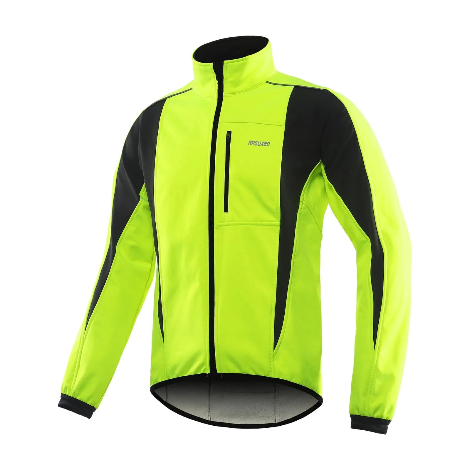 ARSUXEO Winter Cycling Jacket for Men, Fleece-Lined Softshell Green XL | Windproof & Water-Resistant