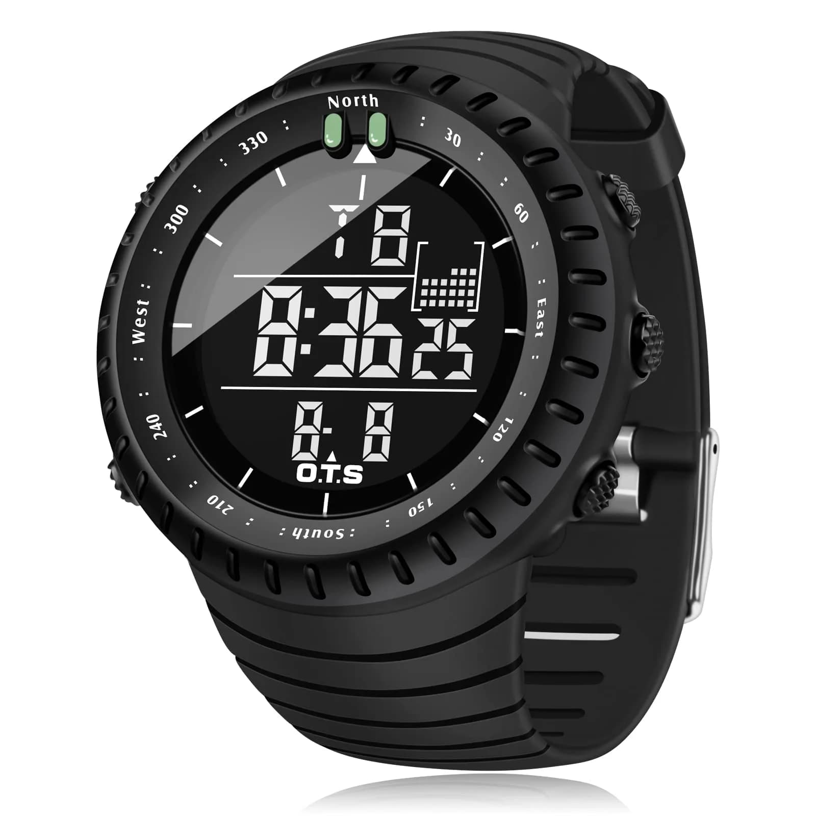 PALADA Men's Digital Sports Watch Waterproof Tactical Watch with LED Backlight (Black) | 50mm Case, Shock Resistant - main product image