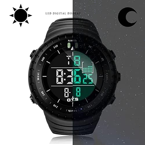 PALADA Men's Digital Sports Watch Waterproof Tactical Watch with LED Backlight (Black) | 50mm Case, Shock Resistant thumbnail 5