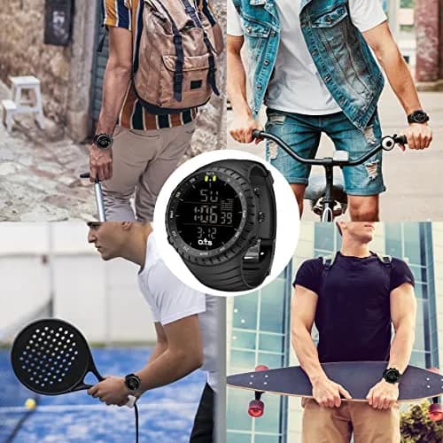 PALADA Men's Digital Sports Watch Waterproof Tactical Watch with LED Backlight (Black) | 50mm Case, Shock Resistant thumbnail 8