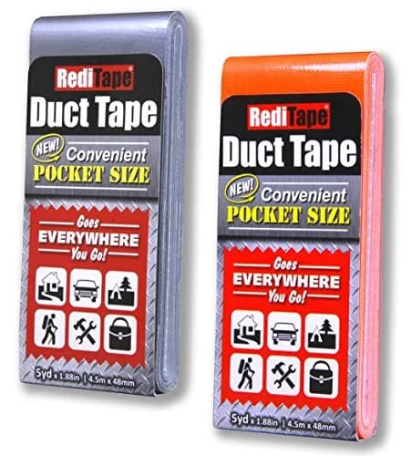 RediTape Travel Size Duct Tape 2-Pack (Silver & Neon Orange) 5 Yards Each | Heavy Duty Waterproof Repair Tape thumbnail 1