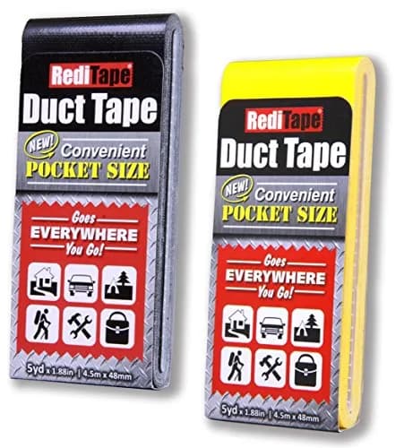 RediTape Travel Size Duct Tape 2-Pack (Black & Yellow) 5 Yds Each | Heavy Duty Waterproof Repair Tape thumbnail 1