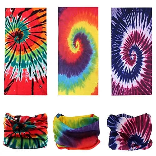 KALILY Tie Dye Microfiber Headband Bandana Face Shield Neck Gaiter 25x48cm (9.5x19 Inch) | 12 Ways to Wear for Sun & Cold Protection thumbnail 4
