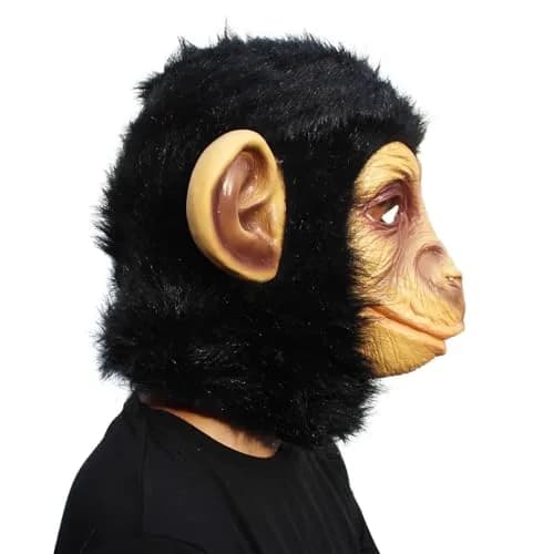 CreepyParty Monkey Mask for Adults, Natural Latex Monkey Costume Mask | 11.8 x 11.8 x 11.8 inches (30 x 30 x 30 cm) thumbnail 2