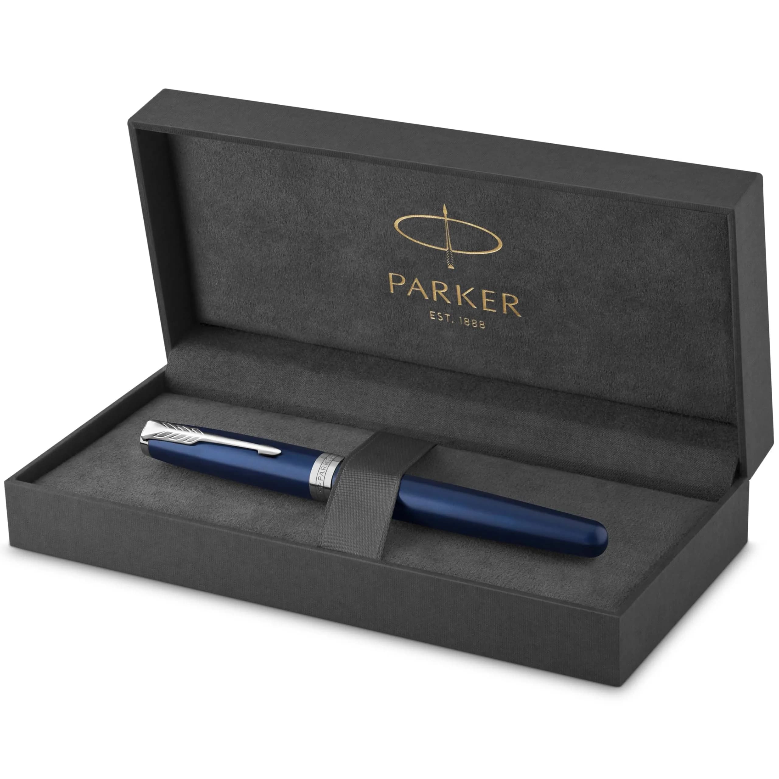 Parker Sonnet Blue Lacquer Rollerball Pen with Palladium Trim, Fine Point Black Ink (1931535) | Smooth Ink Flow - main product image