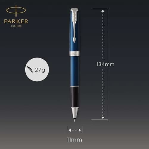 Parker Sonnet Blue Lacquer Rollerball Pen with Palladium Trim, Fine Point Black Ink (1931535) | Smooth Ink Flow thumbnail 2
