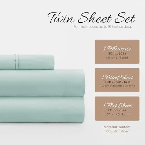 Linen Market Twin Bed Sheets Aqua | Deep Pocket Microfiber for Cooler Sleep thumbnail 2