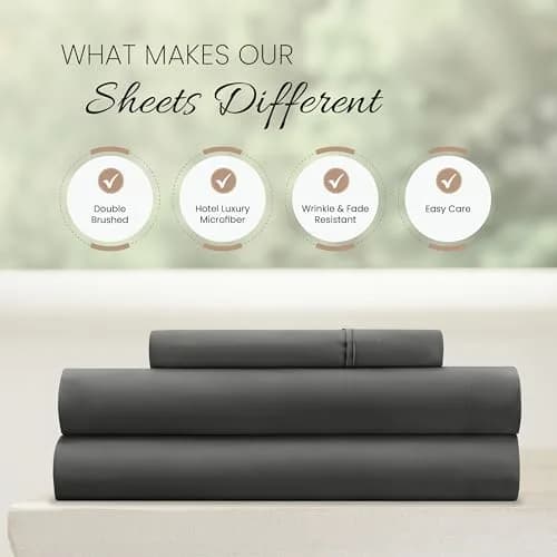 Linen Market Twin Bed Sheets Gray | Deep Pocket Microfiber for Cooler Sleep thumbnail 4