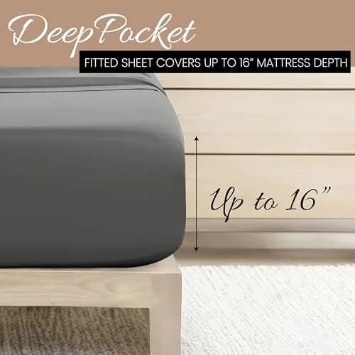 Linen Market Twin Bed Sheets Gray | Deep Pocket Microfiber for Cooler Sleep thumbnail 5