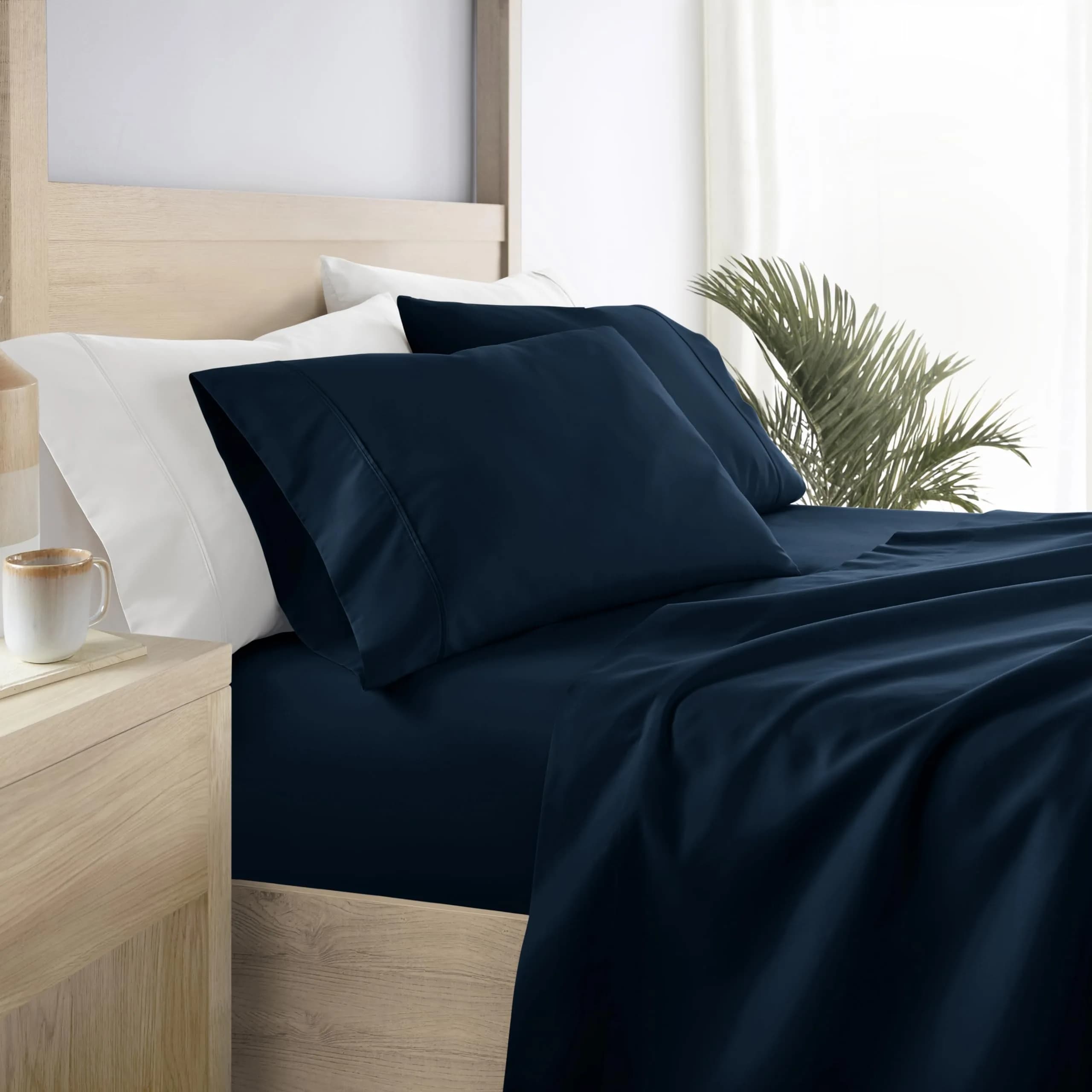 Linen Market California King Bed Sheets - Deep Pocket Microfiber, Black, 4 Piece Set — Deep Blue / Twin