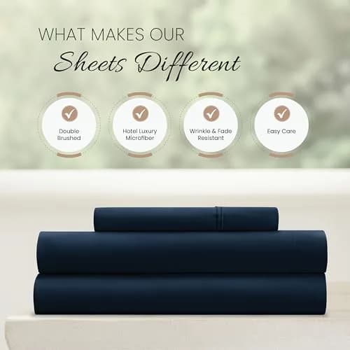 Linen Market Twin Bed Sheets Navy | Deep Pocket Microfiber for Cooler Sleep thumbnail 4