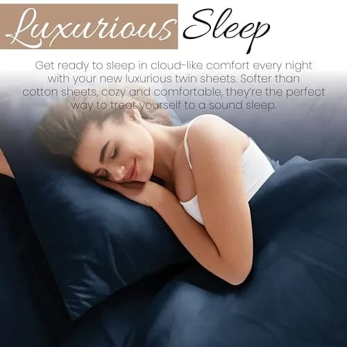 Linen Market Twin Bed Sheets Navy | Deep Pocket Microfiber for Cooler Sleep thumbnail 8