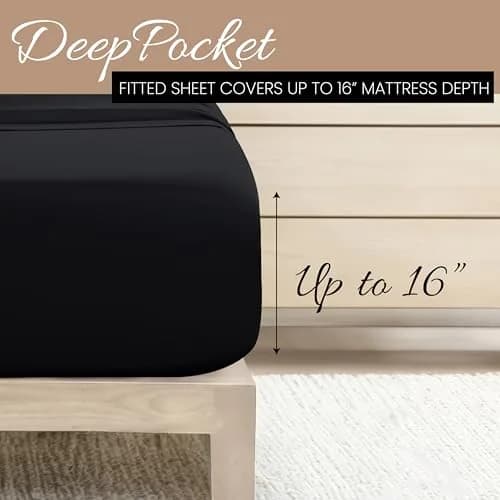 Linen Market California King Bed Sheets - Deep Pocket Microfiber, Black, 4 Piece Set thumbnail 5