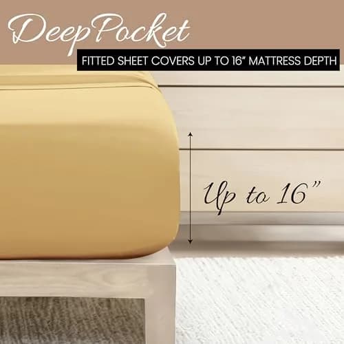 Linen Market California King Bed Sheets Gold | Deep Pocket Microfiber 4-Piece Set thumbnail 5