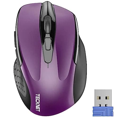 TECKNET Wireless Ergonomic Mouse, Purple, 2600 DPI, 2.4G USB Receiver | 6 Buttons, 24-Month Battery Life thumbnail 1