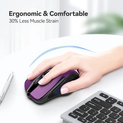 TECKNET Wireless Ergonomic Mouse, Purple, 2600 DPI, 2.4G USB Receiver | 6 Buttons, 24-Month Battery Life thumbnail 4