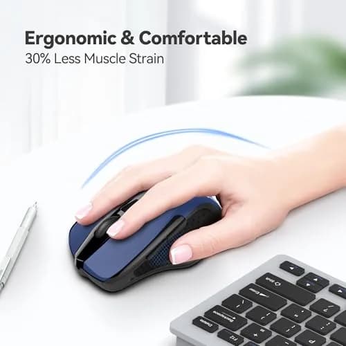 TECKNET Wireless Mouse, Ergonomic Computer Mouse, 2600 DPI, Blue | 2.4GHz Wireless, 24-Month Battery thumbnail 4