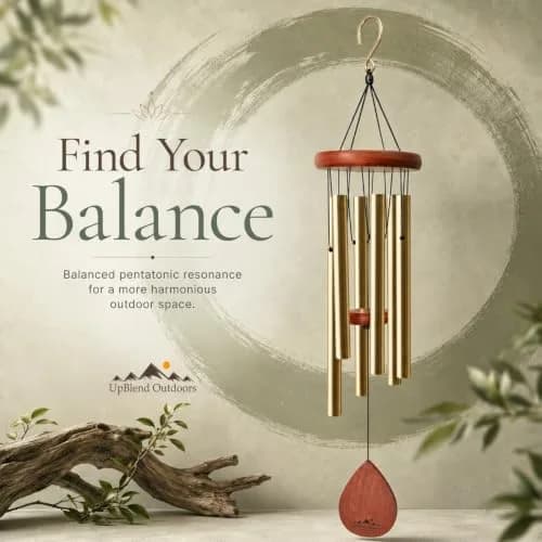 UpBlend Outdoors Bronze Aluminum Wind Chimes 38" (96.5cm) | Deep Tone E Major Pentatonic thumbnail 8