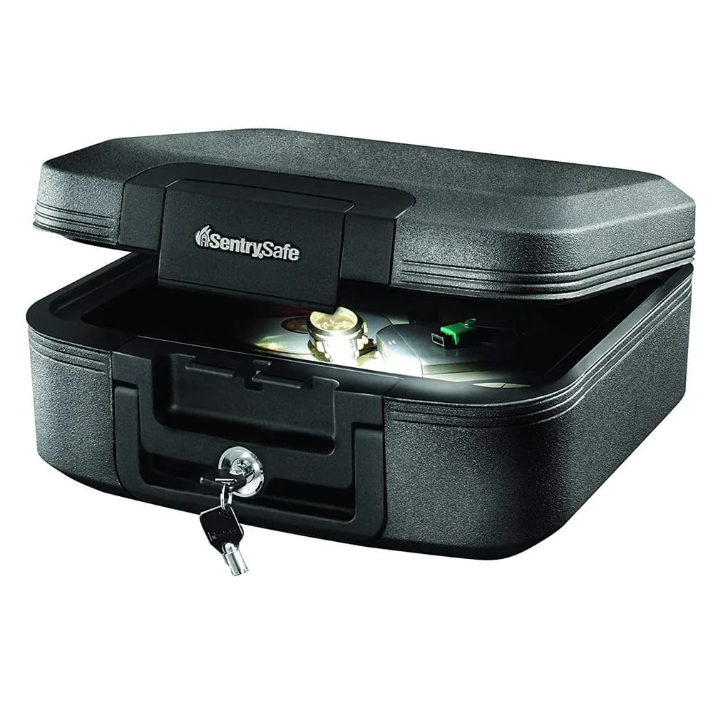 SentrySafe Charcoal Gray Fireproof and Waterproof Safe Box with Key Lock 0.28 cu ft | UL Classified Fire Endurance — Black