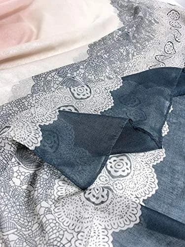 GERINLY Lace Printed Scarf for Women Lightweight Cotton | Casual & Stylish (70-120c) thumbnail 7