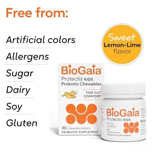 BioGaia Kids Probiotic | Ease Tummy Discomfort & Constipation | Lemon Lime Chewables for Kids thumbnail 7