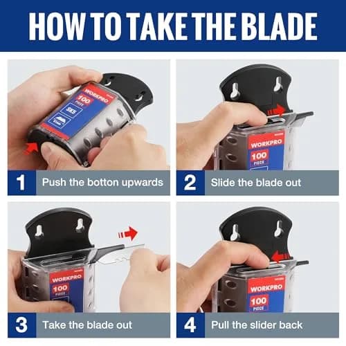 WORKPRO SK5 Steel Utility Knife Blades 100-Pack (61.5mm) | Heavy Duty Blades for Cardboard, Leather, Soft Metal thumbnail 4