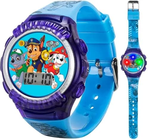 Nickelodeon Paw Patrol Kids Digital LED Watch with Light-Up Display & Blue Silicone Strap | Ages 4+ Fits Wrists 5.5"-8" thumbnail 1
