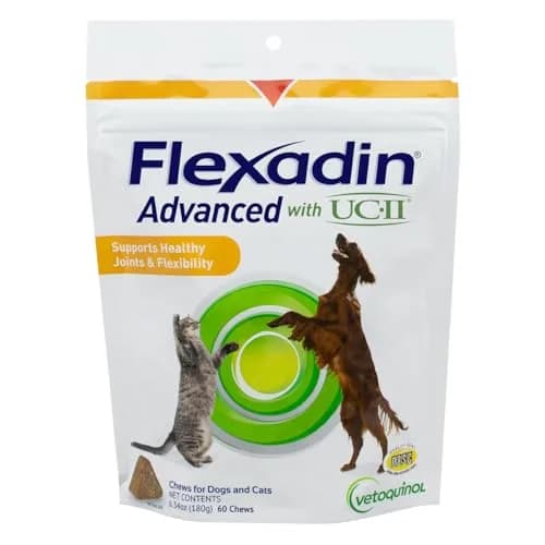 Vetoquinol Flexadin Advanced Hip and Joint Supplement for Dogs & Cats, 60 Chews | Clinically Proven Vet-Approved Formula thumbnail 1