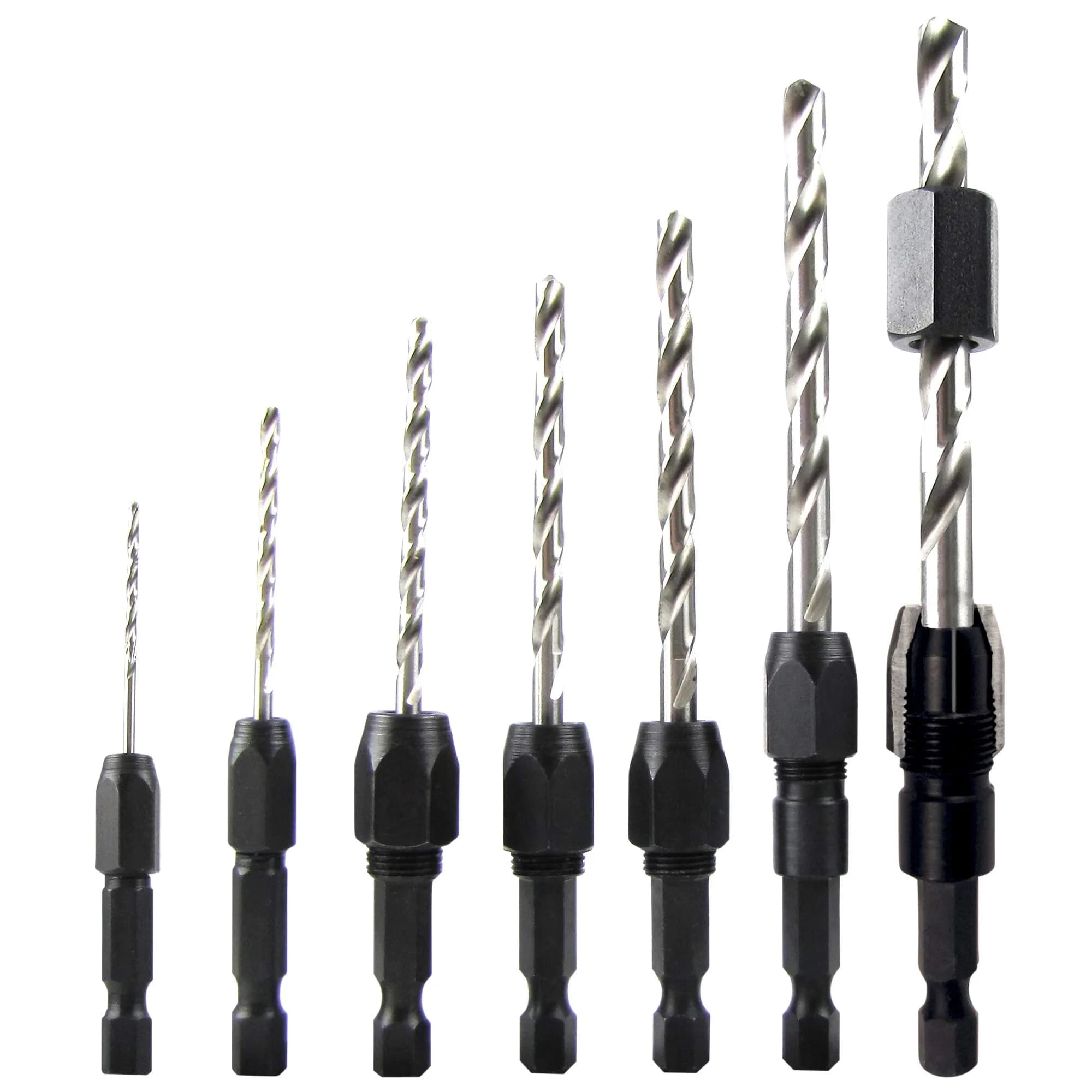 Make it Snappy 7pc Hex Shank Drill Bit Adapter Set 1/16" - 1/4" (Metric 1.59mm - 6.35mm) | Adapts Round Bits for Impact Drivers — Multiple