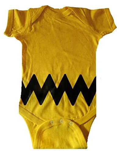 Custom Kingdom Baby Bodysuit 3-6 Months Yellow | Peanuts Charlie Brown Outfit for Infants thumbnail 1