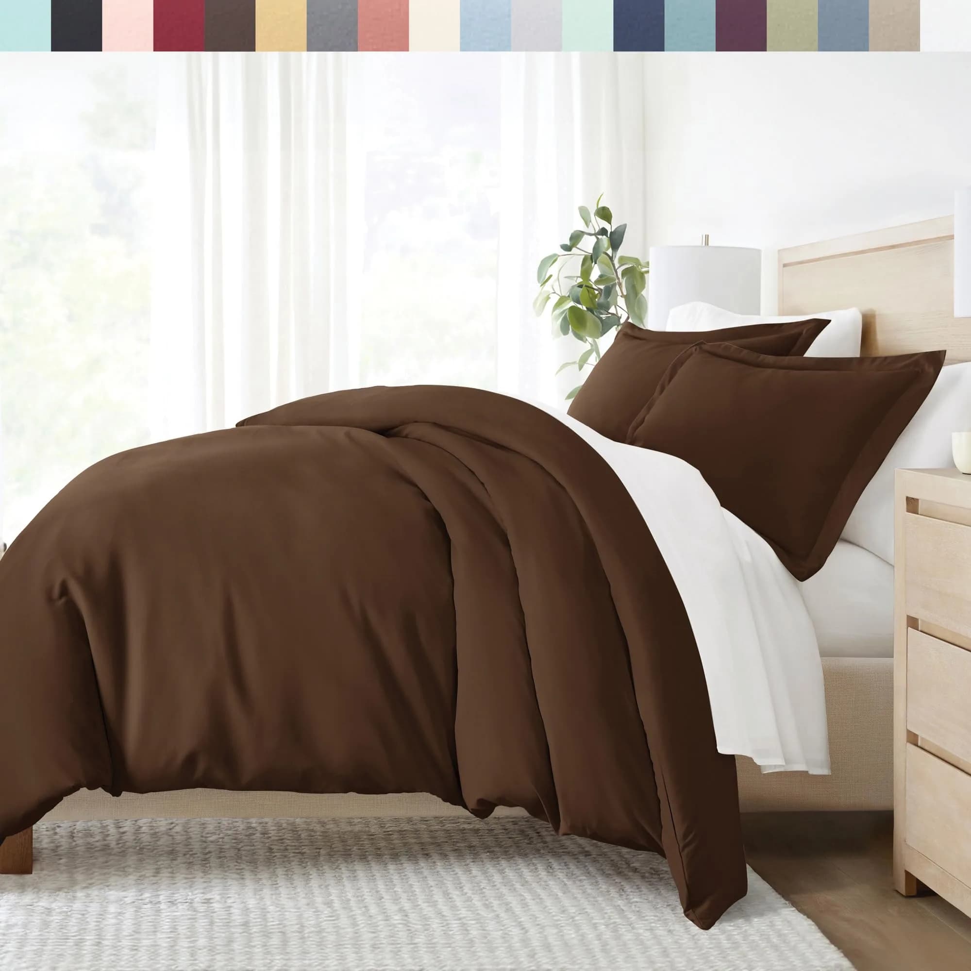 Linen Market Soft Brushed Microfiber Duvet Cover Set King | Luxurious & Durable — Chocolate / Queen/Full