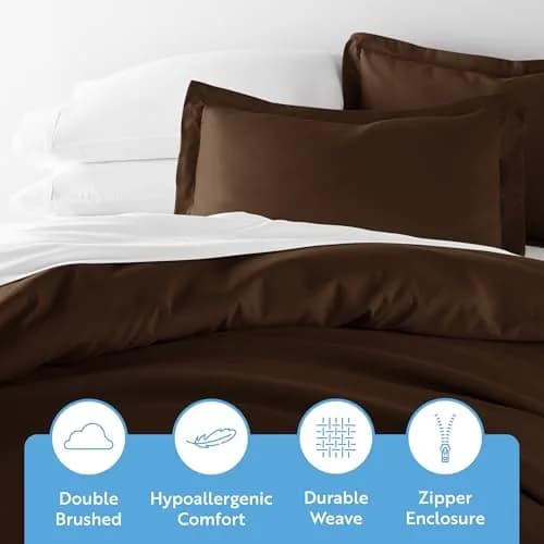 Linen Market Beckham Luxury Soft Brushed 1800 Series Microfiber Duvet Cover Set | Hypoallergenic, QUEEN, Chocolate thumbnail 4