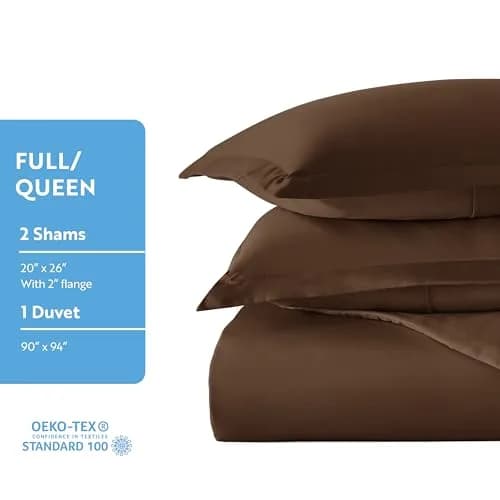 Linen Market Beckham Luxury Soft Brushed 1800 Series Microfiber Duvet Cover Set | Hypoallergenic, QUEEN, Chocolate thumbnail 5