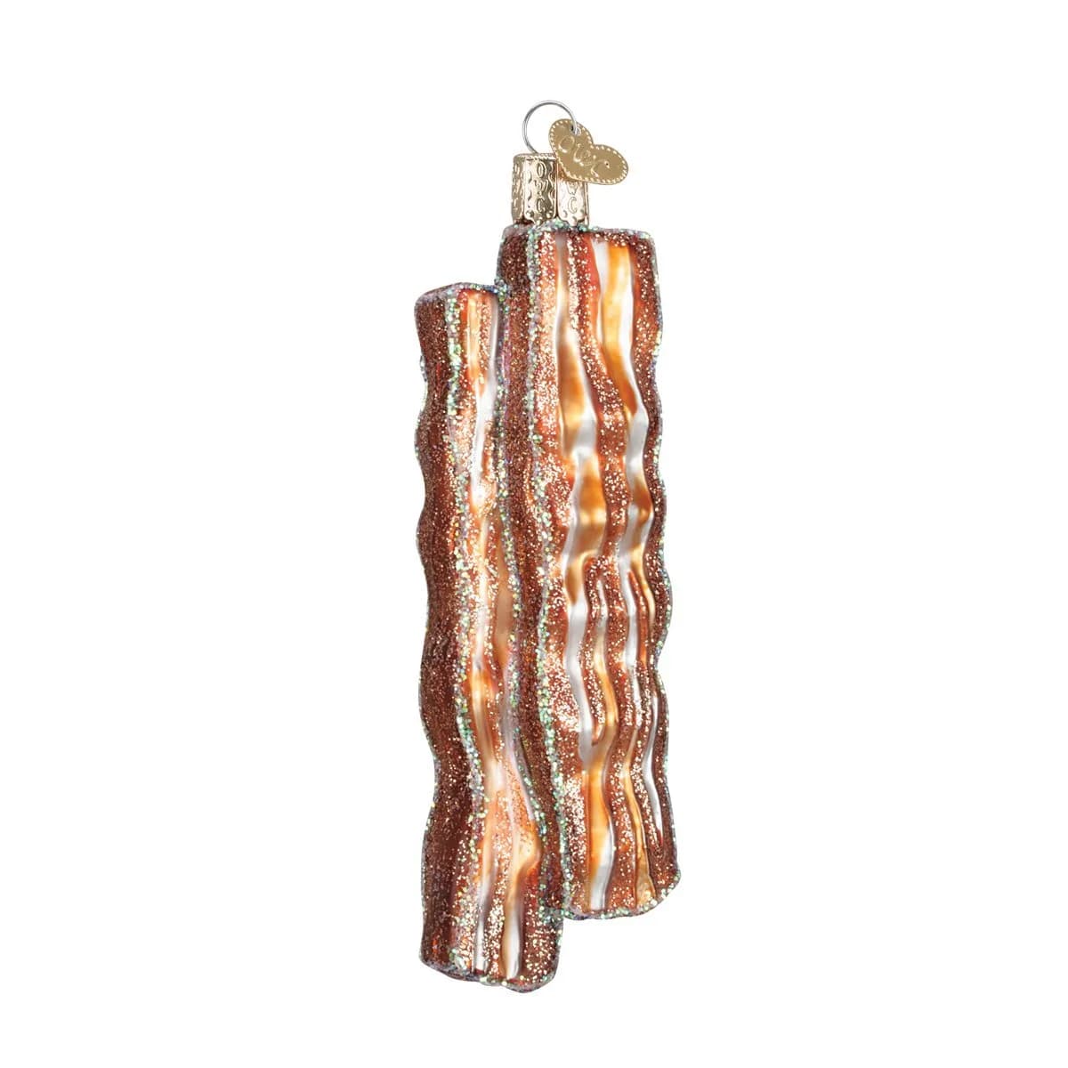 Old World Christmas Bacon Strips Glass Blown Ornament 7.4cm (2.9in) | Handcrafted Holiday Decoration - main product image