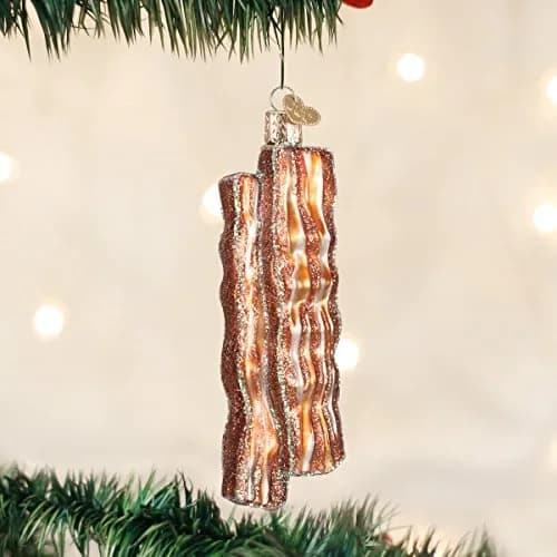 Old World Christmas Bacon Strips Glass Blown Ornament 7.4cm (2.9in) | Handcrafted Holiday Decoration thumbnail 2