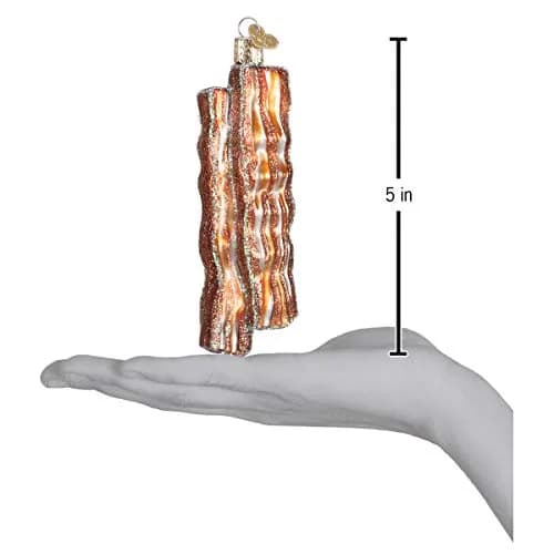 Old World Christmas Bacon Strips Glass Blown Ornament 7.4cm (2.9in) | Handcrafted Holiday Decoration thumbnail 3