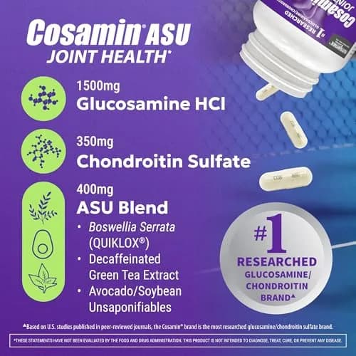 Nutramax Cosamin ASU Joint Health Supplement 230 Capsules | Faster-Acting Formula with Glucosamine, Chondroitin, ASU, and Boswellia thumbnail 3