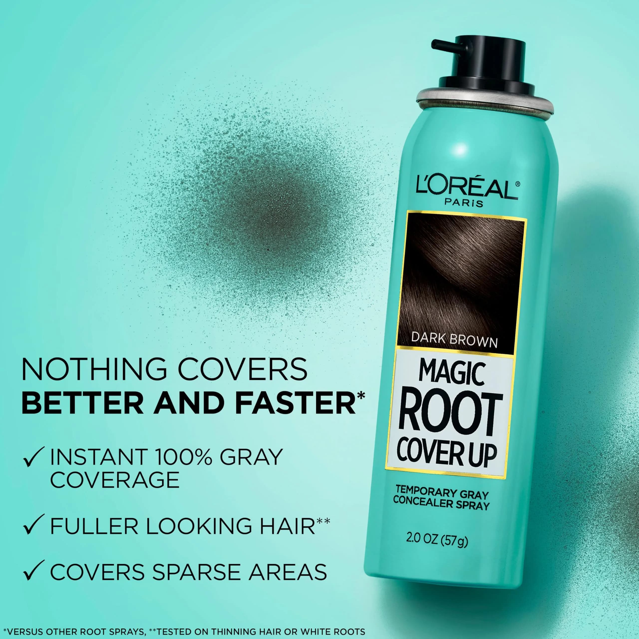L'Oreal Paris Magic Root Cover Up Gray Hair Spray, Dark Brown, 2 oz (59 ml) | Ammonia-Free Temporary Root Concealer - main product image