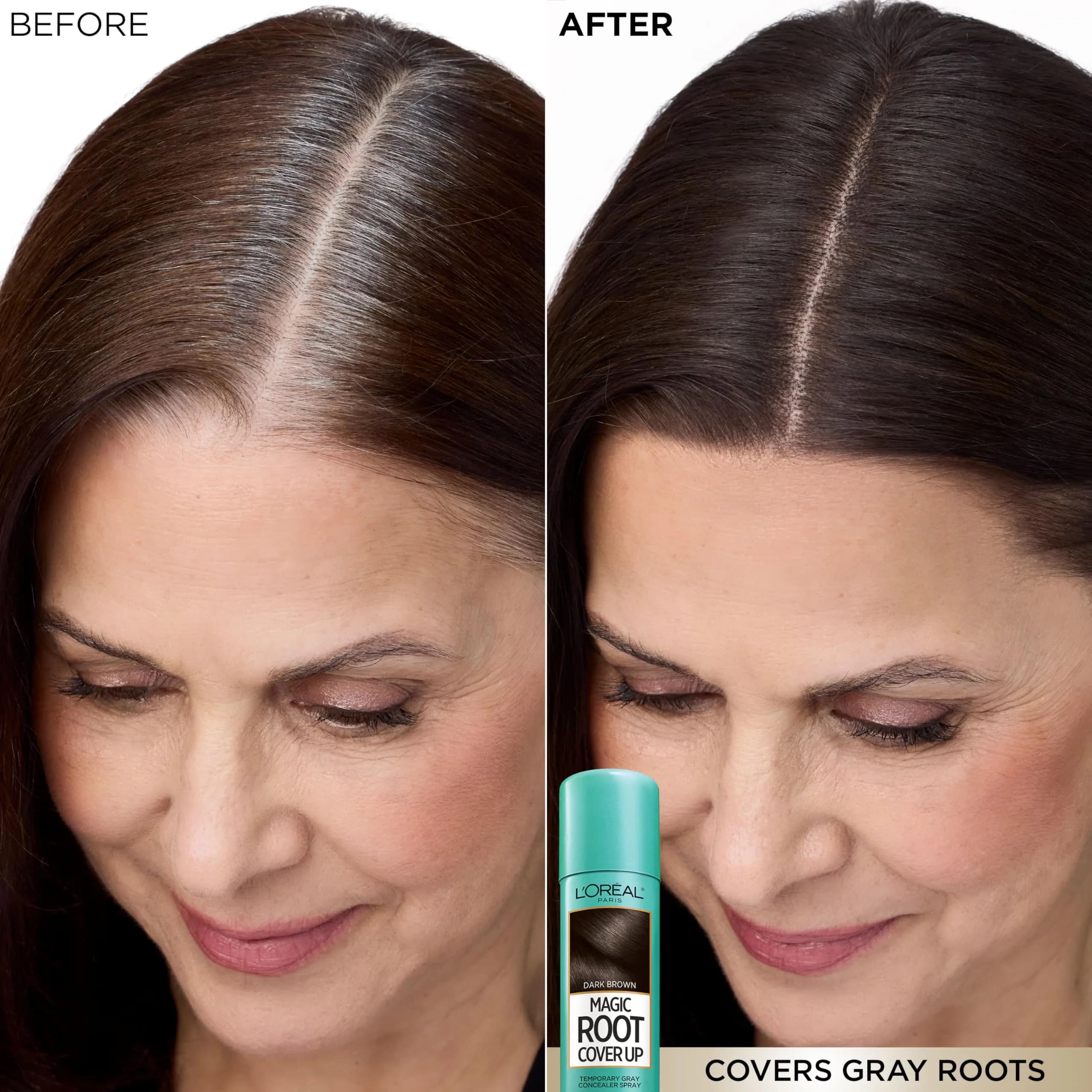 L'Oreal Paris Magic Root Cover Up Gray Hair Spray, Dark Brown, 2 oz (59 ml) | Ammonia-Free Temporary Root Concealer thumbnail 3