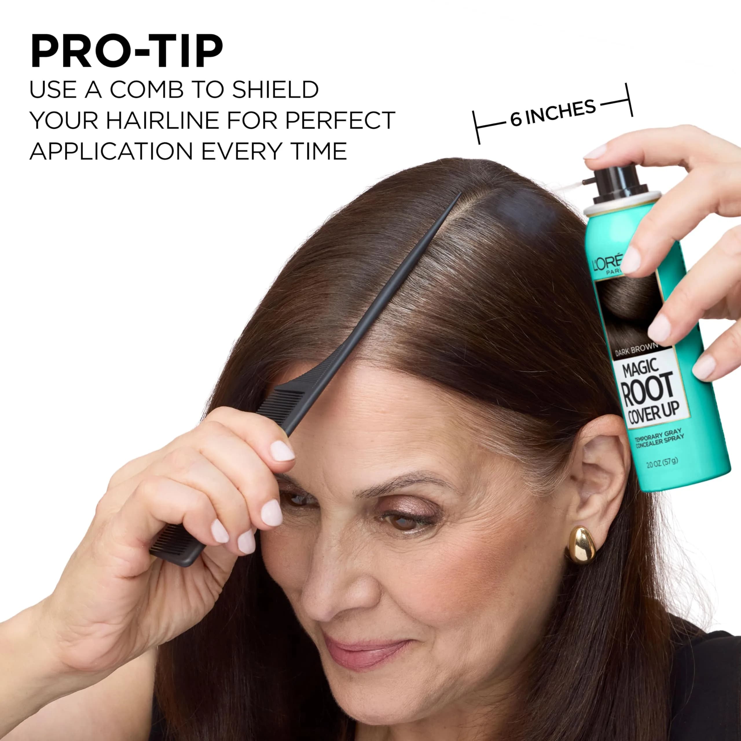 L'Oreal Paris Magic Root Cover Up Gray Hair Spray, Dark Brown, 2 oz (59 ml) | Ammonia-Free Temporary Root Concealer thumbnail 7