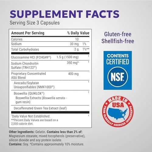 Nutramax Cosamin ASU Joint Health Supplement 150 Capsules | Faster-Acting Formula with Glucosamine, Chondroitin, ASU, and Boswellia Serrata thumbnail 2