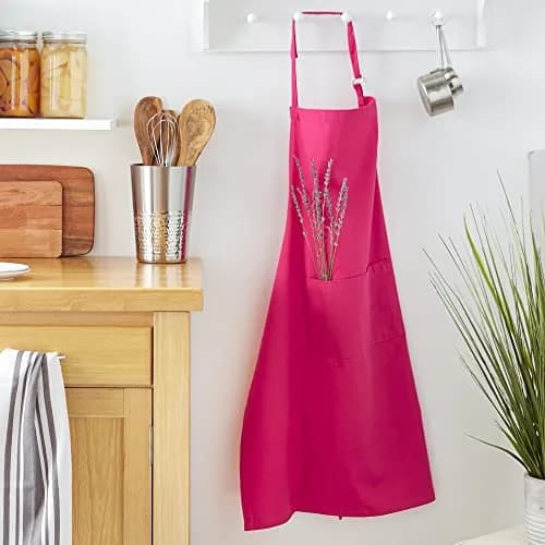 DII Neon Pink Chef Apron | Unisex Cotton Kitchen Essential (28in x 32in) thumbnail 5