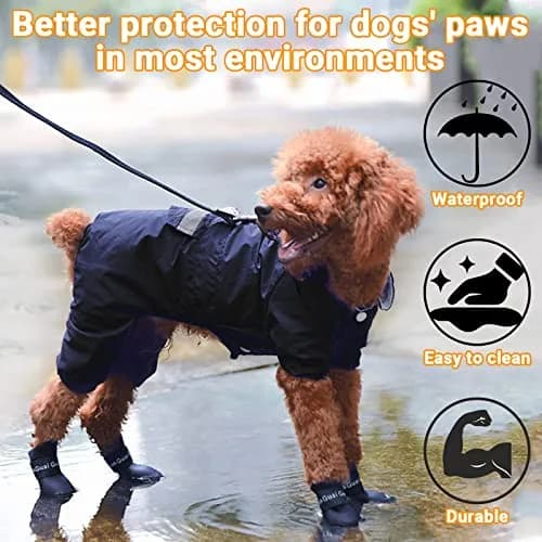 Cdycam Black Rubber Dog Paw Protectors | Waterproof Anti-Slip Rain Boots for Small to Large Paws (XL: 7.6cm L x 6.1cm W) thumbnail 4