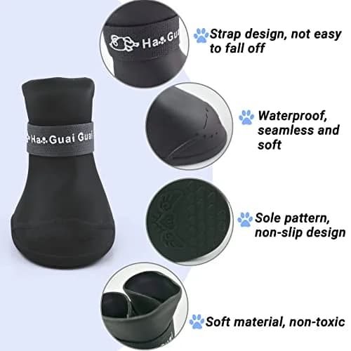 Cdycam Black Rubber Dog Paw Protectors | Waterproof Anti-Slip Rain Boots for Small to Large Paws (XL: 7.6cm L x 6.1cm W) thumbnail 3