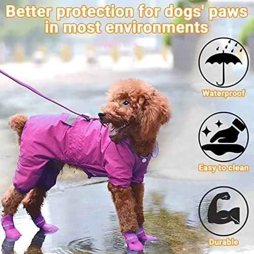 Cdycam Cute Little Pet Dog Puppy Rain Snow Boots Shoes Booties Candy Colors Rubber Waterproof Anti-Slip (Rose Red, X-Large) thumbnail 4
