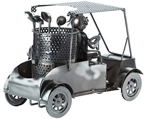 BRUBAKER Wine Bottle Holder Statue Golfer in A Golf Cart | Unique Golf & Wine Decor, Recycled Metal, 12.01 inches thumbnail 4