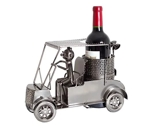 BRUBAKER Wine Bottle Holder Statue Golfer in A Golf Cart | Unique Golf & Wine Decor, Recycled Metal, 12.01 inches thumbnail 7