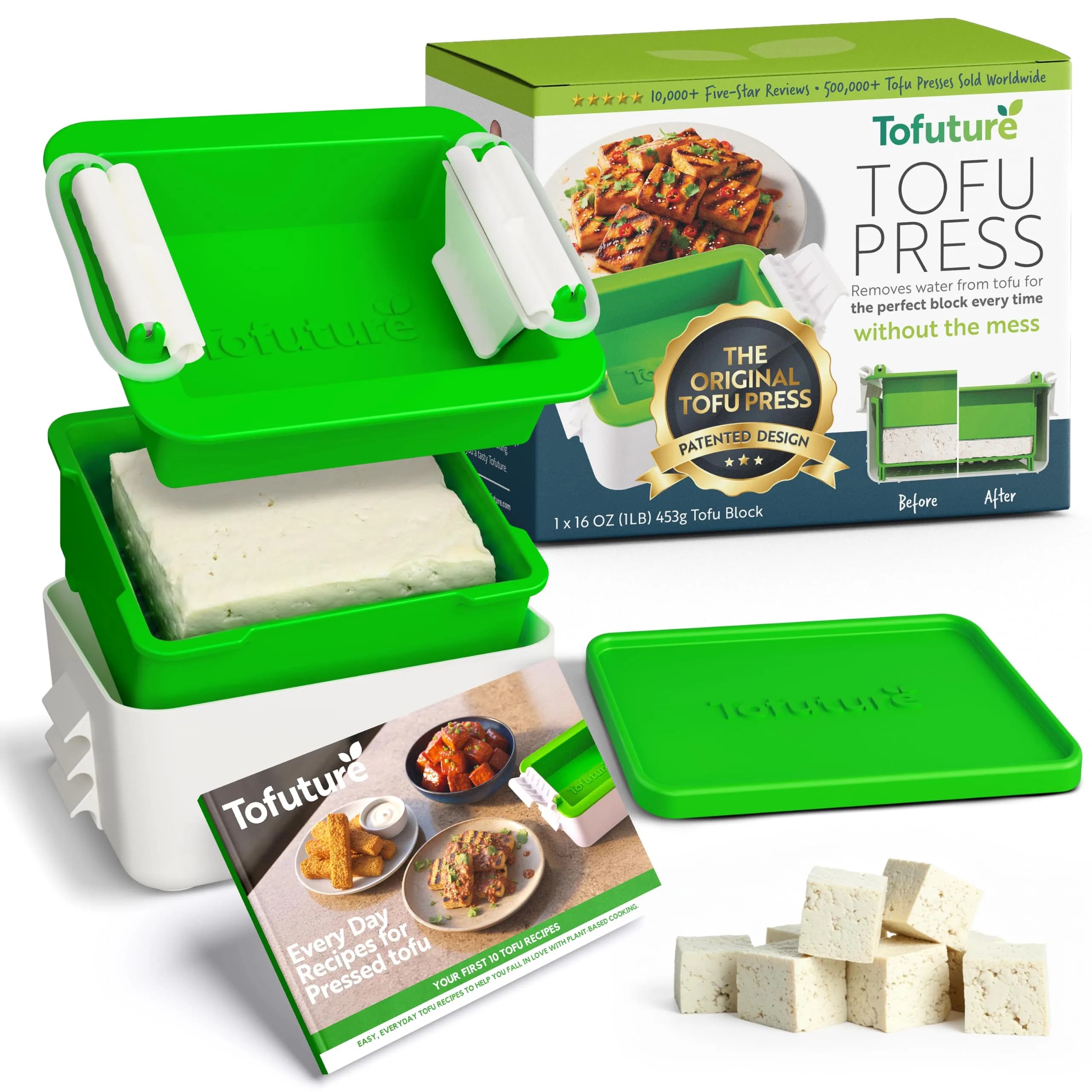 Tofuture Tofu Press | Self-Contained Vegan Tofu Water Remover, Fits 8-16 oz | Dishwasher Safe