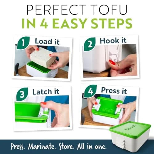 Tofuture Tofu Press | Self-Contained Vegan Tofu Water Remover, Fits 8-16 oz | Dishwasher Safe thumbnail 6